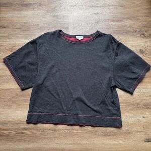 Goldie Womens‎ Cropped Short Sleeve Drop Shoulder Tee - Gray Size M Workout Cozy